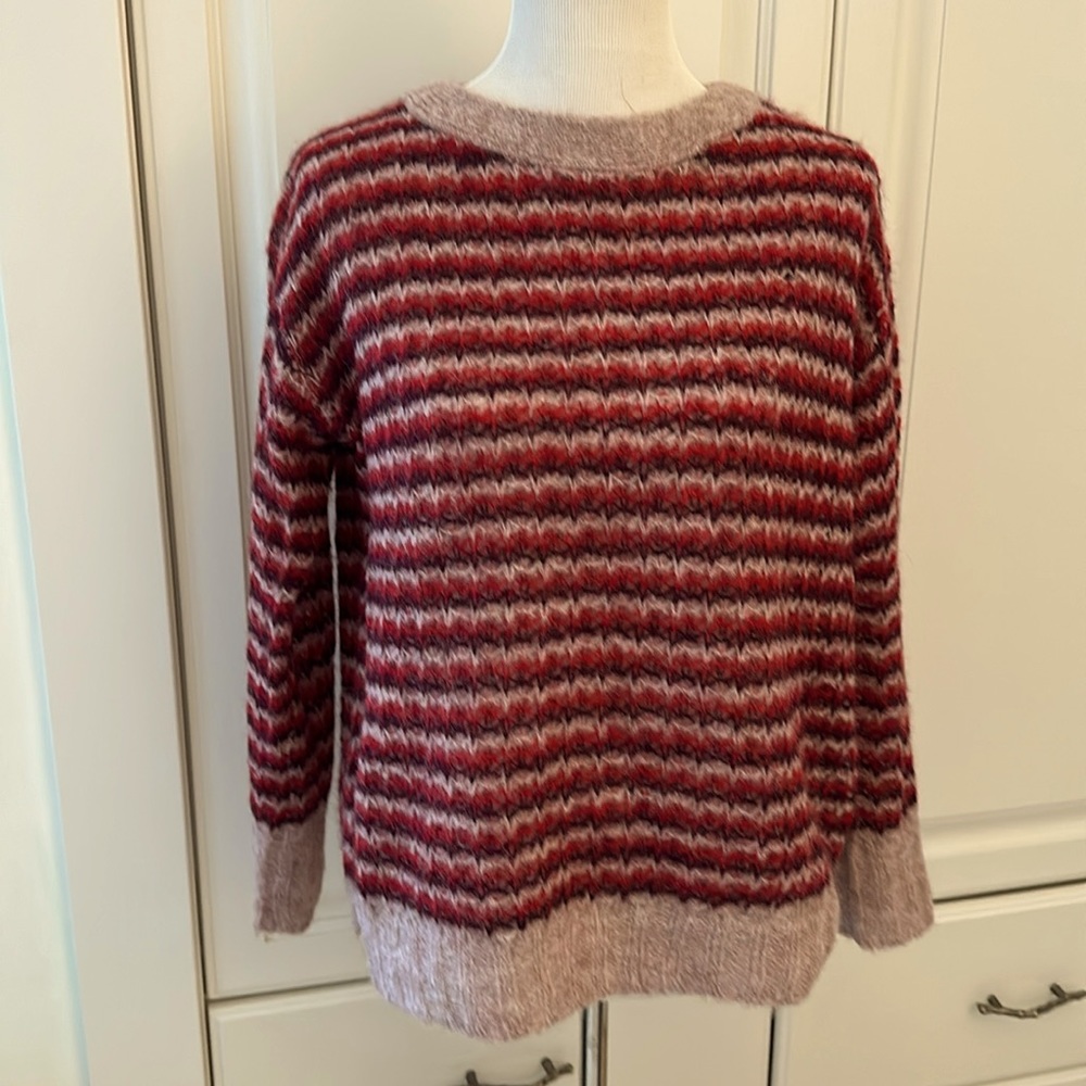 Theory open knit striped sweater. 3 shades of pink. Theory